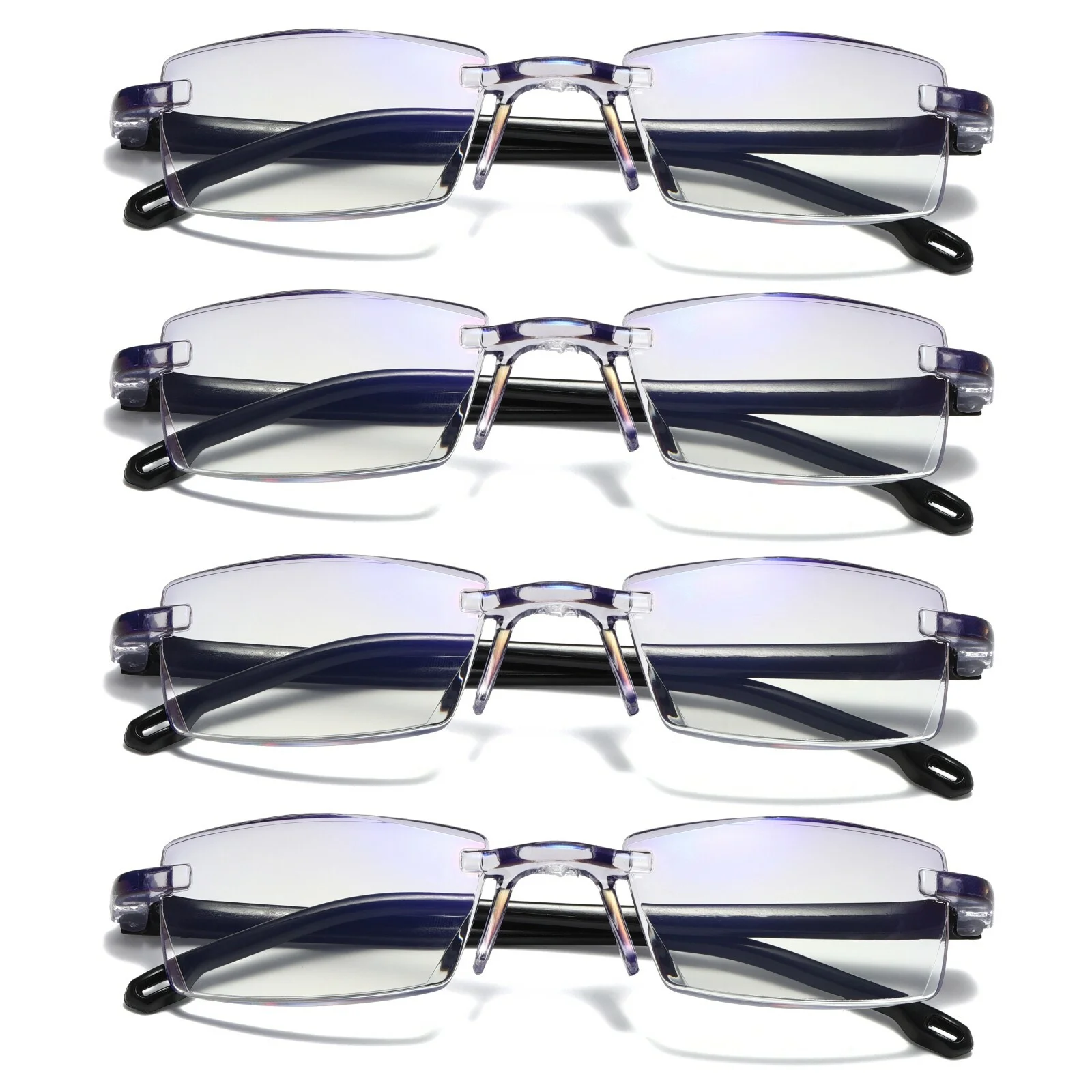4 PK Mens Spring Hinge Metal Frame Blue Light Blocking Reading Glasses Readers 3