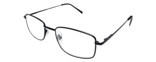 Calabria R754 Mens Rectangular Spring Hinge Metal Frame Reading Eyeglasses 50 mm