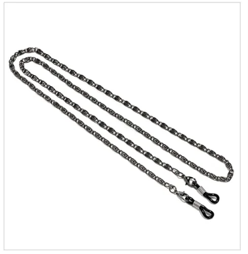 Eye Glasses Black Metal Chain 30" Links Multi Color Glass Beads Rhinestones 3