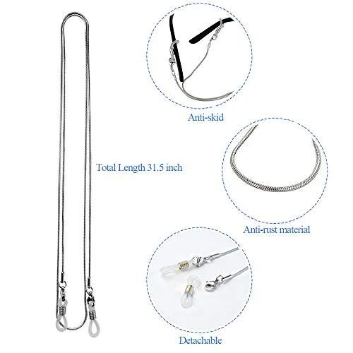 Eyeglasses Chain Silver Sunglasses Holder Retainer for The Old Men 2