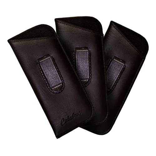 Mens Slim Half-Clip Soft Eyeglass Case Soft Synth. Leather Choose Black or Brown