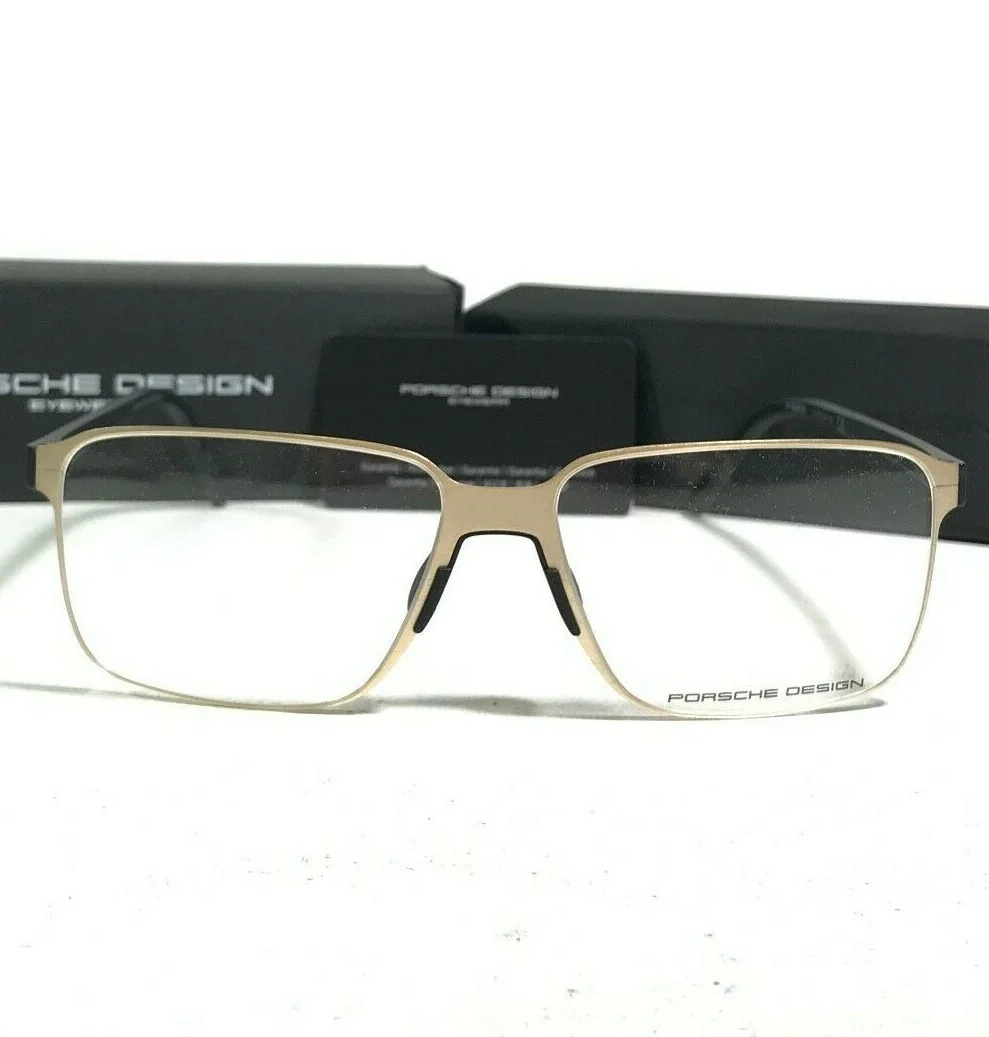 Porsche Design Eyeglasses Frames P8313 B Matte Gold Black Square 57-15-145