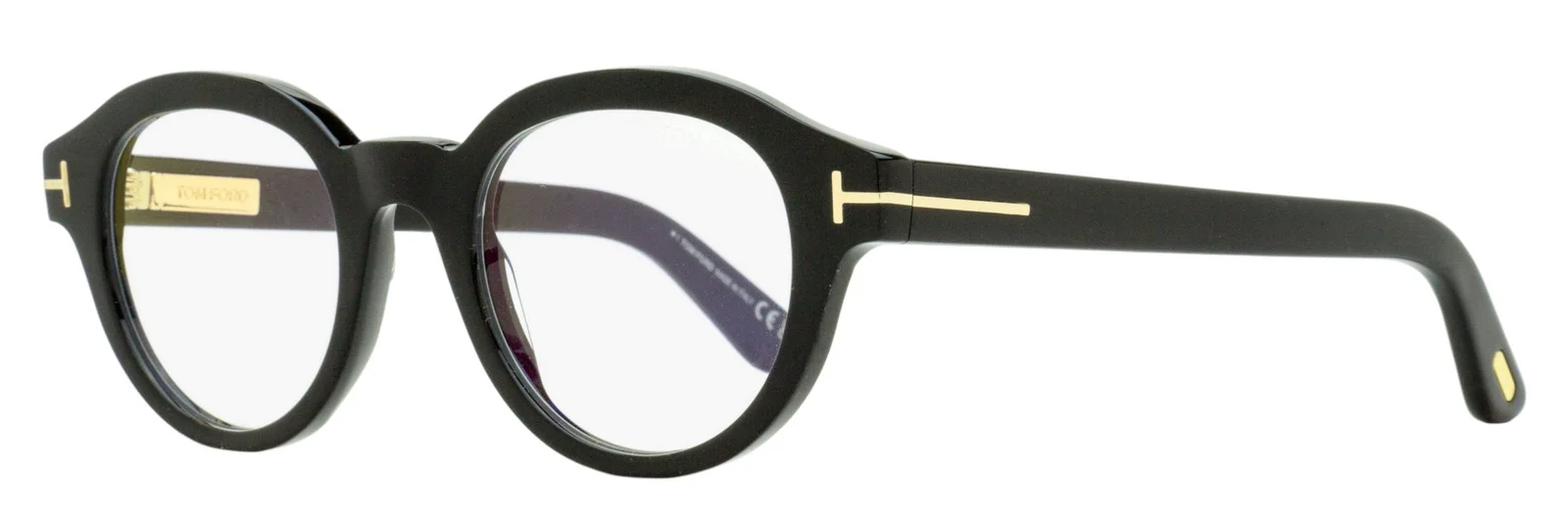 Tom Ford Blue Block Oval Eyeglasses TF6037-B 001 Black 49mm FT6037